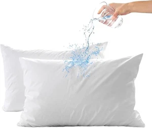 Waterproof Pillow Protector Zippered Pillow Cover Encasement Pillow Case 2 Pack - Picture 1 of 13