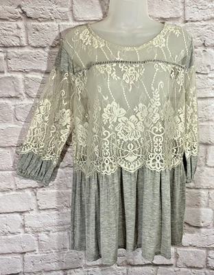 Camisa de encaje VENUS para mujer grande transparente femenina real delicada pulóver top gris marfil Foto 1 de 4