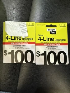 Cartes Straight Talk 4 lignes 200€ inutilisées - Photo 1 sur 2