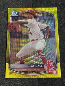 2025 Bowman #BCP-101 Tink Hence Chrome Prospects Yellow Shimmer Refractor #/75 - Picture 1 of 2