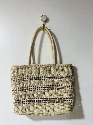 Bolso de Mano J.CREW Marsella 100% Pajita de Papel Tejido Abierto Mercado No Estructurado Playa  Foto 1 de 4