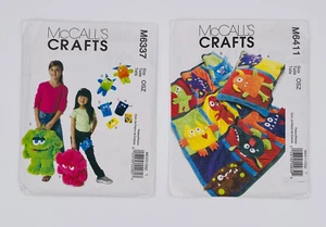 McCalls 6411 6337 Pattern Monster Alien Quilt Blanket Pillowcase Plush Backpack - Picture 1 of 2