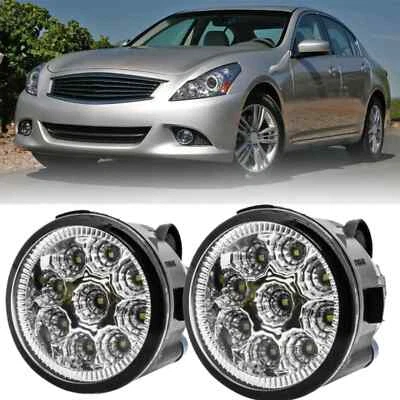 Pair LED Front Fog Light Lamp For Infiniti G25 G37 Q70 Sedan 2011 2012-2014 - Image 1 of 4