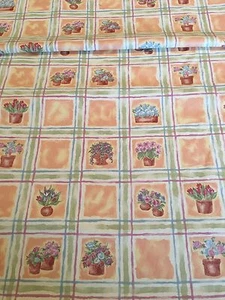 Cotton Upholstery Fabric 6 (5.9)Yards Orange topiary Plaid purple green 54" Wide - Picture 1 of 12