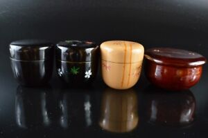 W9053: Japanese Wooden Lacquer ware TEA CADDY Natsume Bundle sale Tea Ceremony