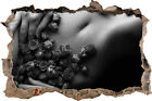 Sinnlicher weiblicher Krper mit Rosen Blumen - 3D-Look Durchbruch Wandtattoo Au