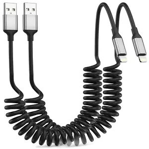 2 Pack 3FT USB Coiled Fast Charging Cable Data Syncing Cord for iPhone - Picture 1 of 8