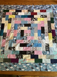 Handmade Patchwork Potato Chip Quilt Top 39”X39” - Picture 1 of 4