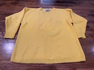 Crazy Horse Shetlander Sweater Women XL Lemon Yellow Knit Wool Pullover 90s