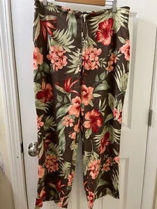 Tommy Bahama Hawaiihose braun Blumen Seide Stretch Reißverschluss Gr. 12 tropisch - Bild 1 von 11