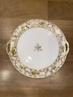 Hand Painted Vintage Nippon 10in Dish With Handles Gold Painted Detail