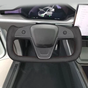 For Tesla Model S Yoke 2021-2023 Model X ModelS Hand-sewn Steering Wheel Cover - Picture 1 of 9