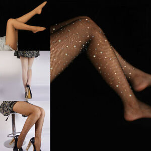 Women Sexy Stockings Tights Rhinestone Glitter Mesh Fishnet Pantyhose Hosiery