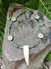 Deer Antler Necklace Stone Beaded Leather Jewelry (AG)