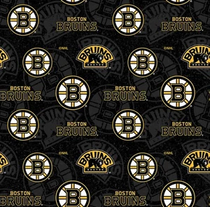 BTY NHL Hockey Boston Bruins Tone on Tone Cotton Fabric BY The YARD - Picture 1 of 1
