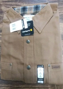 Carhartt NOS L Tall Herren braun Flanell gefüttert Hemd Jacke S296 BRN Arbeit Druckknöpfe 11 - Bild 1 von 14