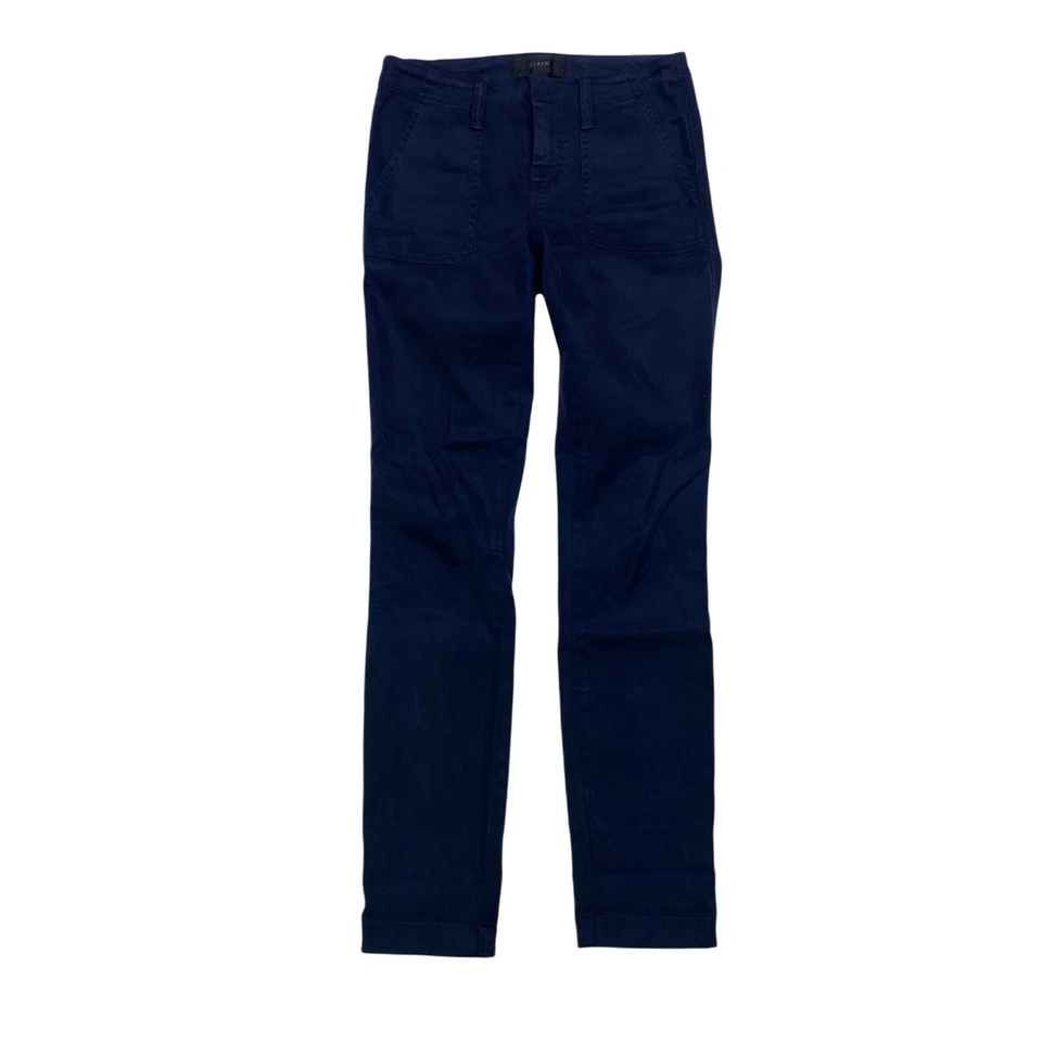 J. Pantalones chinos de tiro bajo Crew ajustados elásticos cargo para mujer talla 23 azul marino Foto 1 de 4