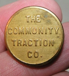 The Community Traction CO. Eisenbahn / Trolley Messing Uniform Knopf - Bild 1 von 2