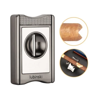 Lubinski Portable Stainless Steel V-Cut Cigar Cutter cigarette Holder Gift Box - Foto 1 di 9