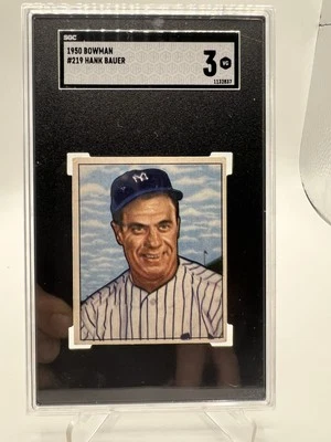 Bowman Hank Bauer #219 SGC 3 1950 recién graduado Foto 1 de 4