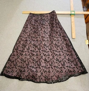 Gonna Amy Byer bambina 16 rosa nera trasparente maglia floreale sovrapposizione strass linea A - Foto 1 di 15