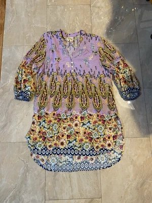 Blusa para mujer Fig and Flower púrpura floral estampado cachemir manga 3/4 talla mediana Foto 1 de 4