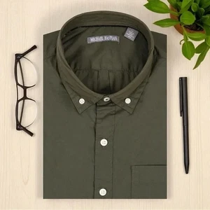 MICHAEL BASTIAN 100% Cotton Olive Green Short Sleeve Sport Shirt in Medium - Picture 1 of 6