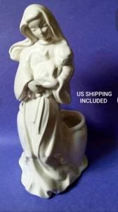 De colección (¿Casco?) EE. UU. 40 Arte Cerámica Plantador/Figura/Jarrón Figura Completa Madonna y Niño - Imagen 1 de 9