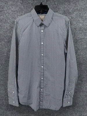 Camisa con botones GUESS para hombre talla mediana calce ajustado manga larga azul blanco logotipo Foto 1 de 4