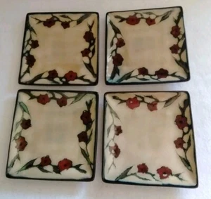 GORMET BASICS MIKASA DESERT BLOOM 6" SQUARE DESSERT BREAD SNACK PLATES SET OF 4 - Picture 1 of 4