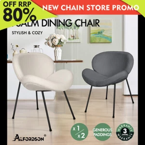 ALFORDSON Dining Chair Armchair Kitchen Padded Accent Living Room Sherpa x1/x2 - Picture 1 of 50