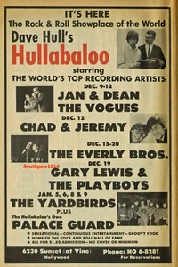 1967 "Dave Hull's Hullabalo" LA Sunset Strip Concert Hall Promo Reprint Ad - Picture 1 of 1