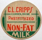 Vintage milk bottle cap C L CRIPPS Pasteurized Non Fat Milk from Camden Maine