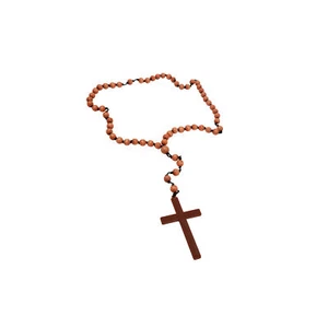 Catholic Religious Wooden Rosary Beads Necklace - Picture 1 of 1