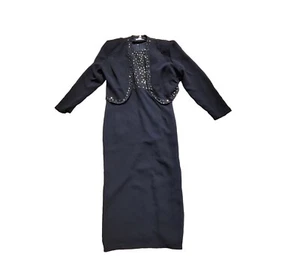 Karen Miller New York Long Women's Dress With Matching Jacket Black Size 20 - Picture 1 of 14