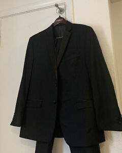 $495 Calvin Klein 2btn Black Tuxedo 54R Reg Modern Flat Pants Big Man