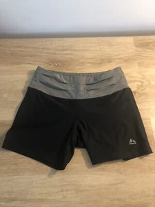 Reebok Womens Shorts SzMedium Bike Yoga, Activewear Workout Black gray Spandex - Picture 1 of 5