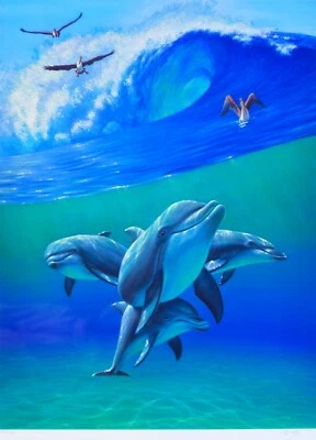 Charles Lynn Chick Bragg UNDER THE WAVE II DOLPHIN Serigrafía Lim Ed Firmada a Mano Foto 1 de 4