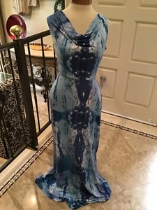 SEVEN7 NUEVO Tie dye informal Maxi Vestido Capucha Cuello Vestido Azul Pequeño - Imagen 1 de 6