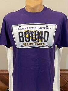 SWEET LSU Tigers Men's Sz Lg Purple Majestic Section 101 Cotton T-Shirt NEW&NICE
