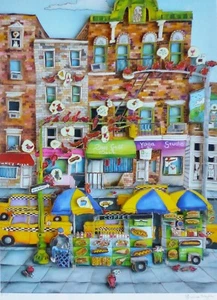 LINNEA PERGOLA New York City food carts 3D Construction HAND SIGNED Bird Tweets - Picture 1 of 5