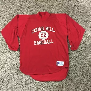 VTG 80s Champion Men Sz XL Baseball Jersey L/S Cedar Hill Texas Mock Neck Shirt - Picture 1 of 6