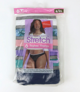 Hanes Women's Breathable Cotton Stretch Tagless Thongs 6 Pack Size XL / 8