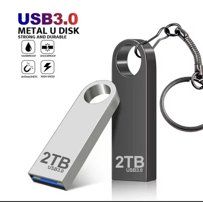2TB - USB 3.0 Metal Flash Drive Waterproof Keychain Pen Drive - Image 1 of 4