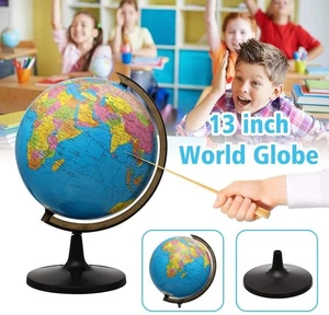 13'' World Globe Earth Ocean Rotating World Map Desktop Geography w/ Stand Gift - Picture 1 of 5