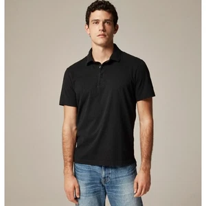 J.Crew Sueded Cotton Polo Shirt Mens M Black Pullover Short Sleeve Regular Fit - Picture 1 of 7