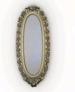 Syroco Gold Roses Bows 70s Oval Frame Hollywood Regency Ornate MCM 24 Inch - Picture 1 of 10