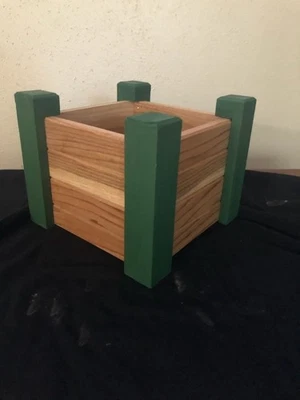 Hand Crafted Cedar Wood Multi-purpose Planter (green) - Image 1 of 4