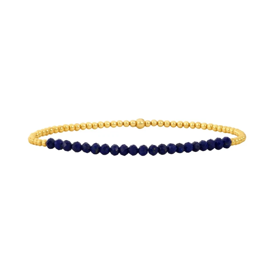 14K Yellow Gold Filled 2mm 6.25" Stretch Black Sapphire Bracelet - Image 1 of 1