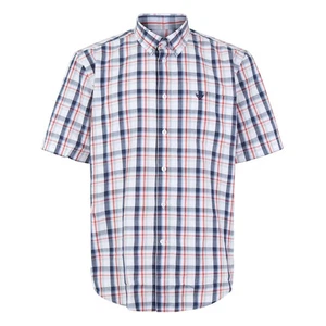 Morley Men's Polycotton Checked Striped Short Sleeve Shirt (L) Strawberry - Picture 1 of 3